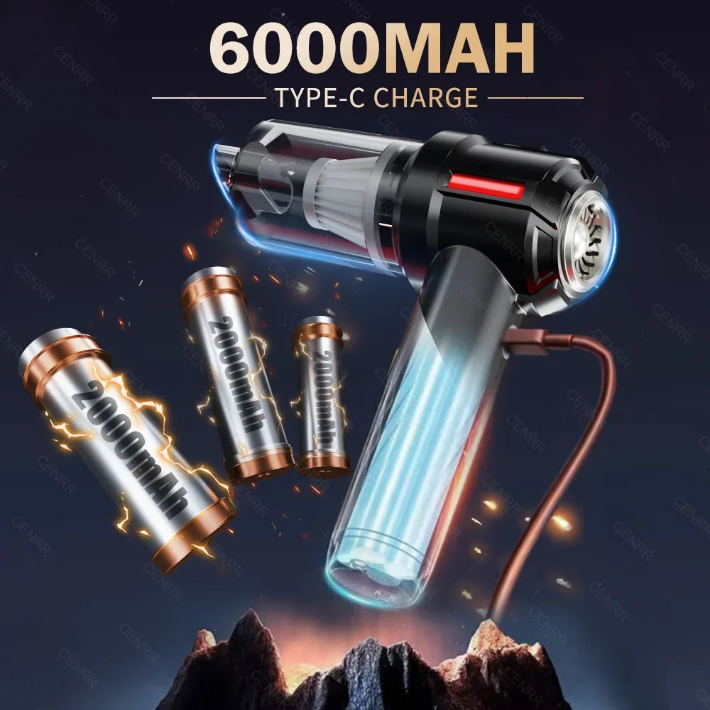 Mini aspiradora inalámbrica 🚗 💨 ¡Alta Potencia, succión fuerte para Autos y Hogar!