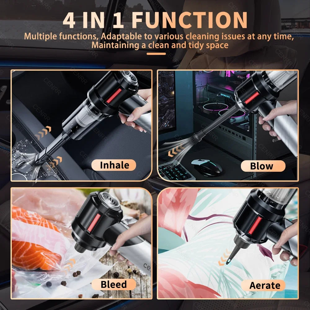 Mini aspiradora inalámbrica 🚗 💨 ¡Alta Potencia, succión fuerte para Autos y Hogar!